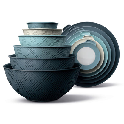 12-Piece Nesting Mixing Bowl Set with Lids for Food Prep & Storage