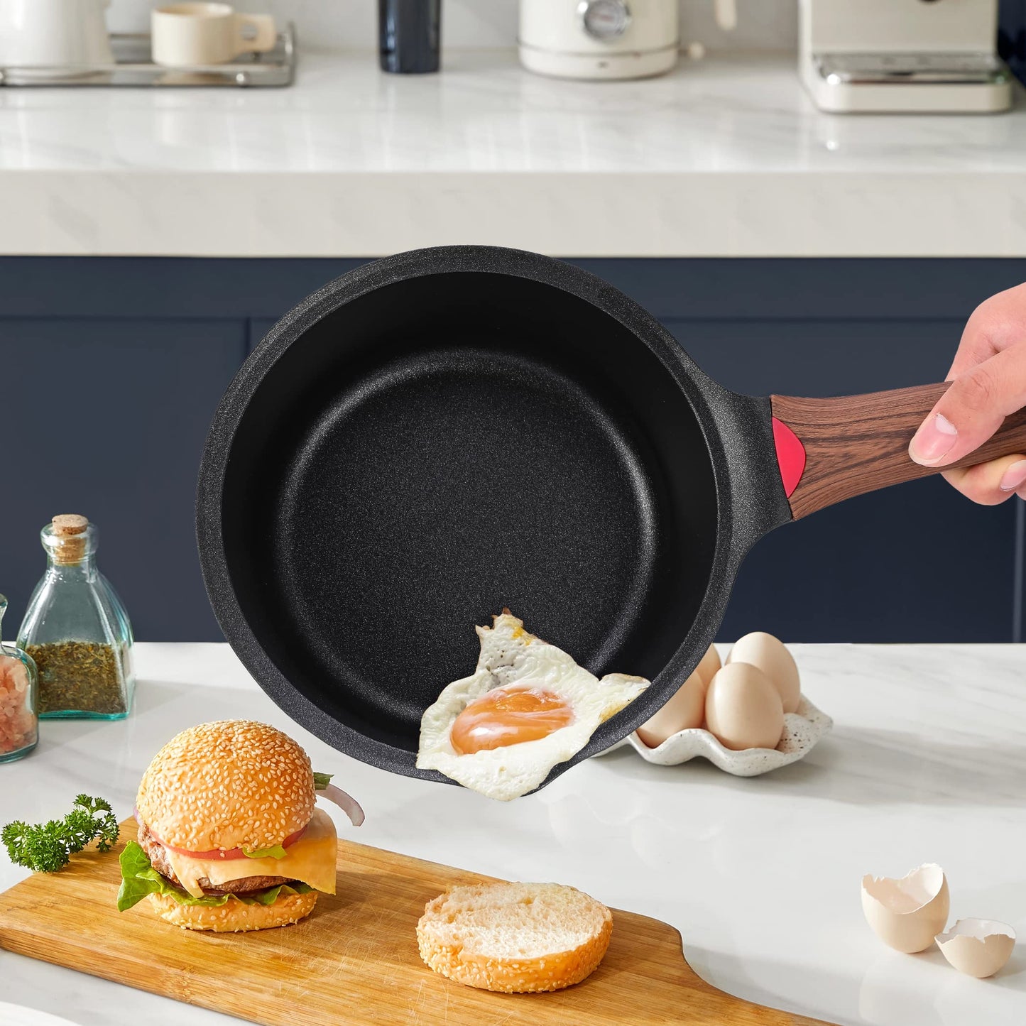 Ceramic Nonstick Saucepan with Lid and Stay-Cool Handle for All Stovetops