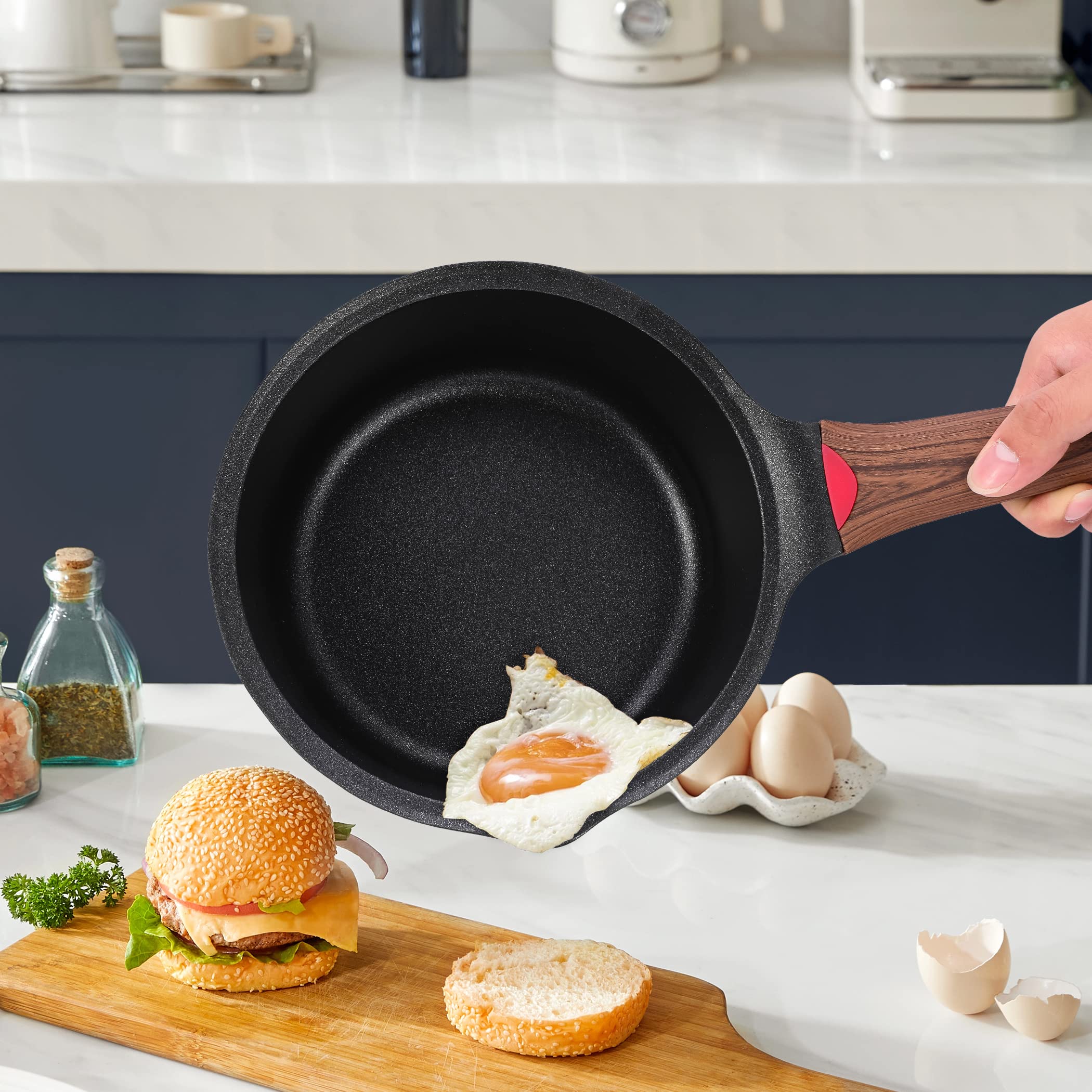 Ceramic Nonstick Saucepan with Lid and Stay-Cool Handle for All Stovetops