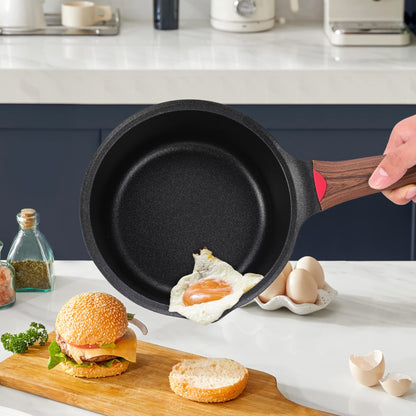 Ceramic Nonstick Saucepan with Lid and Stay-Cool Handle for All Stovetops