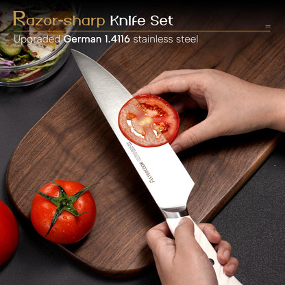 15-Piece Stainless Steel Kitchen Knife Set with Block and Dual Sharpener