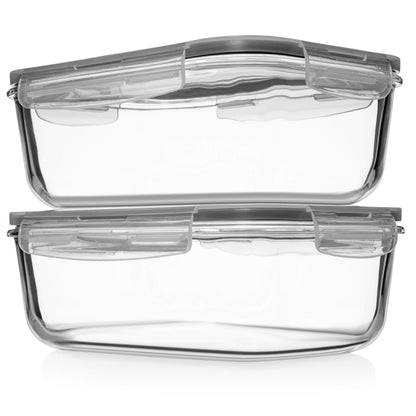 Razab 4 PC 1860ml / 63 Oz / 8 Cups Large Glass Food Storage Containers with Lids - Glass Meal Prep Containers for Roasting & Storing Leftover, Lunch Container with Lids, Microwave & Oven Safe