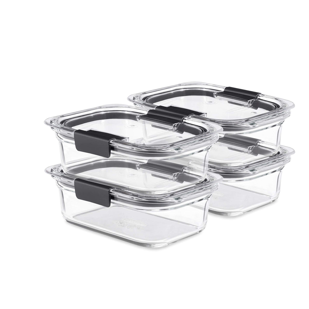 Rubbermaid Brilliance Glass Food Storage Containers, Assorted Sizes, Set of 9, BPA-Free, Leak-Proof, Clear