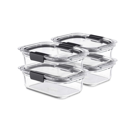 Rubbermaid Brilliance Glass Food Storage Containers, Assorted Sizes, Set of 9, BPA-Free, Leak-Proof, Clear