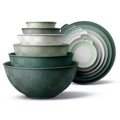 12-Piece Nesting Mixing Bowl Set with Lids for Food Prep & Storage