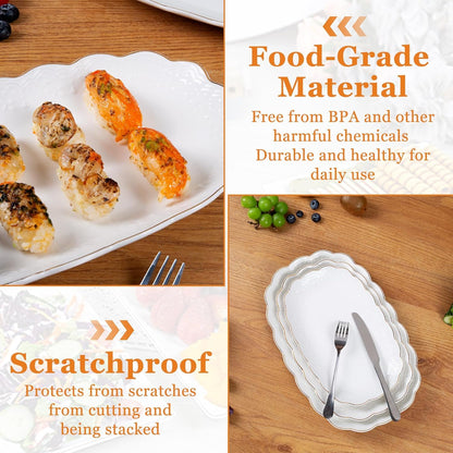 Set of 3 Ceramic Oval Serving Platters for Parties and Entertaining