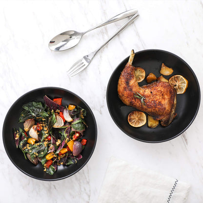 Porcelain Salad Pasta Bowls with Wide Shallow Design for Serving