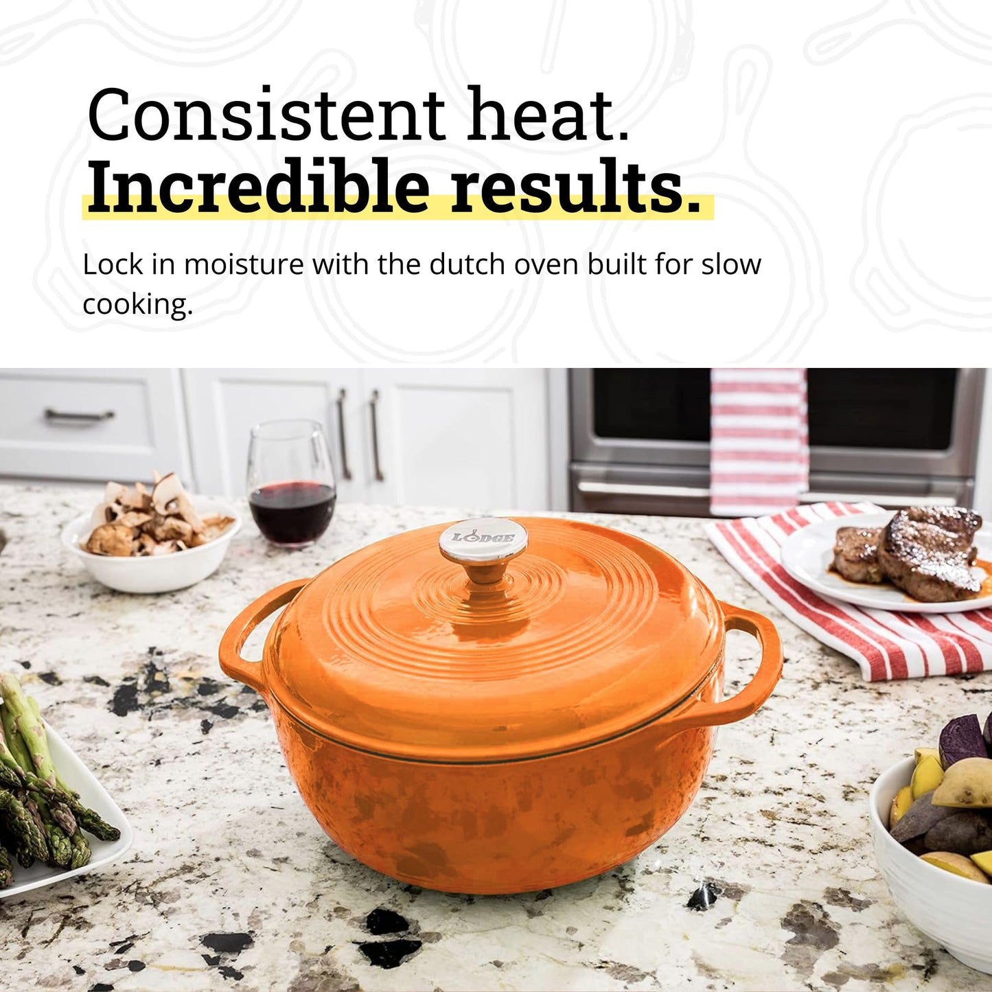 6-Quart Enamel Cast Iron Dutch Oven with Moisture-Sealing Lid for Cooking