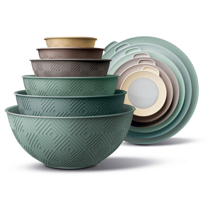 12-Piece Nesting Mixing Bowl Set with Lids for Food Prep & Storage