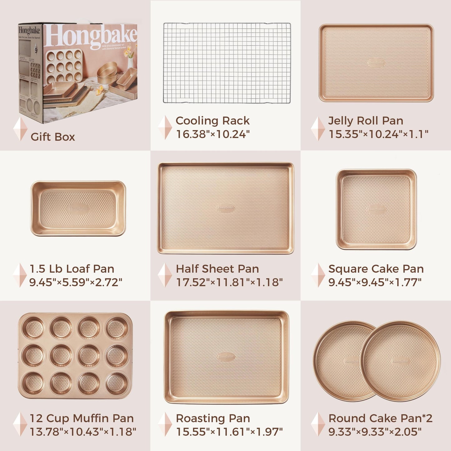 9-Piece Nonstick Bakeware Set with Cookie Sheets, Cake Pans & Muffin Tin