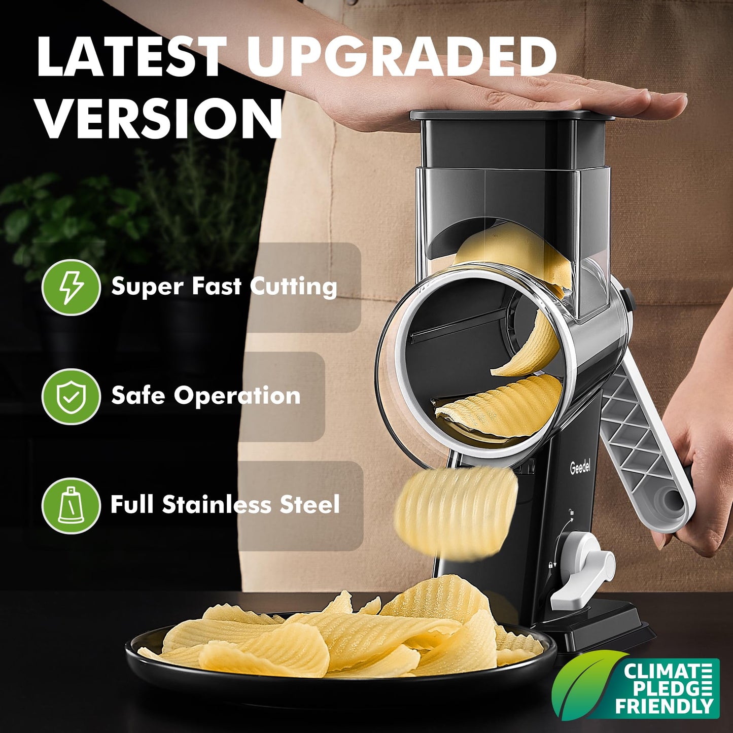 Rotary Cheese Grater with 4 Interchangeable Blades for Food Slicing