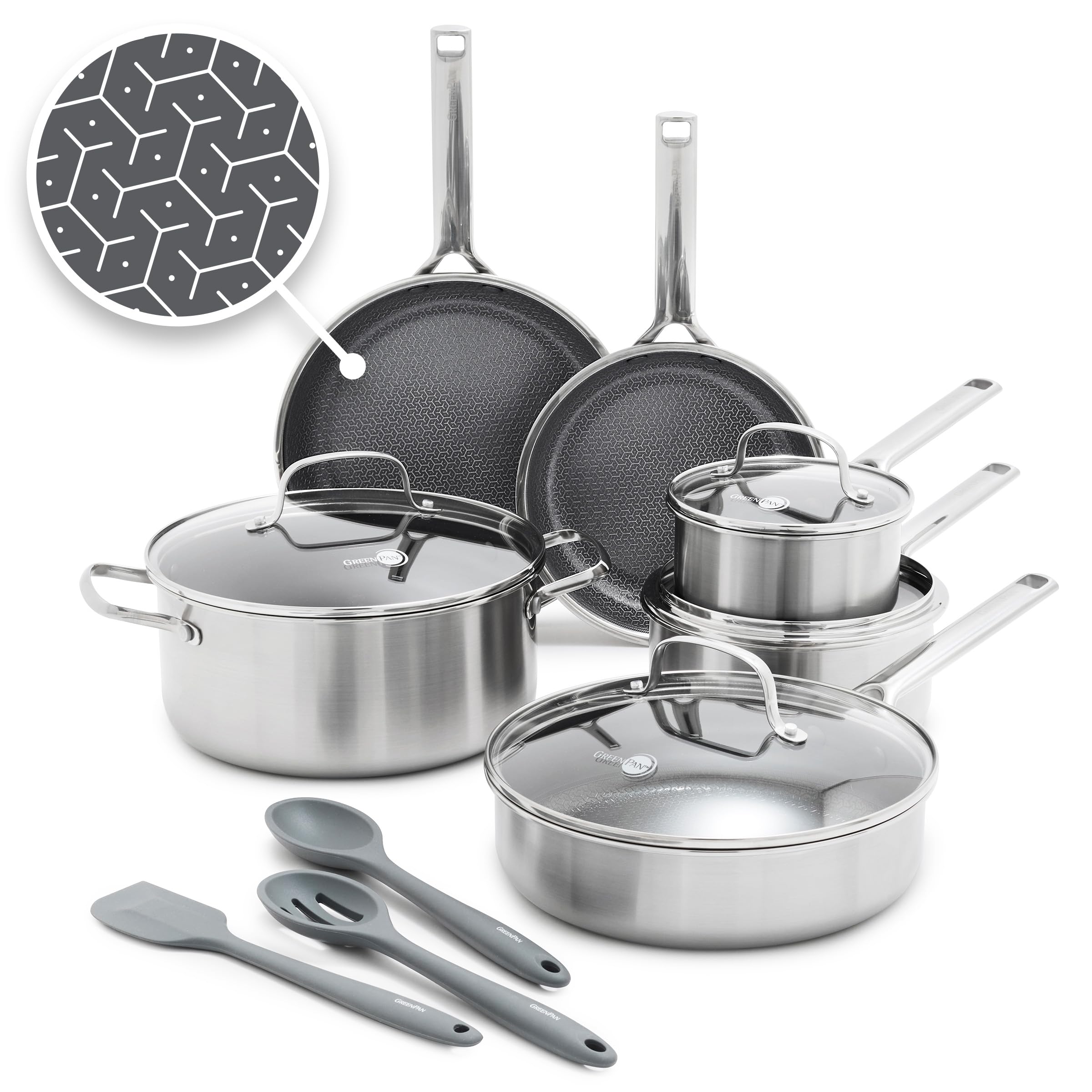 GreenPan Hybrid Nonstick Stainless Steel Frying Pan Set