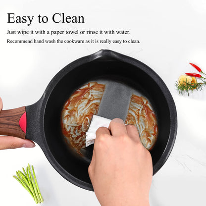 Ceramic Nonstick Saucepan with Lid and Stay-Cool Handle for All Stovetops