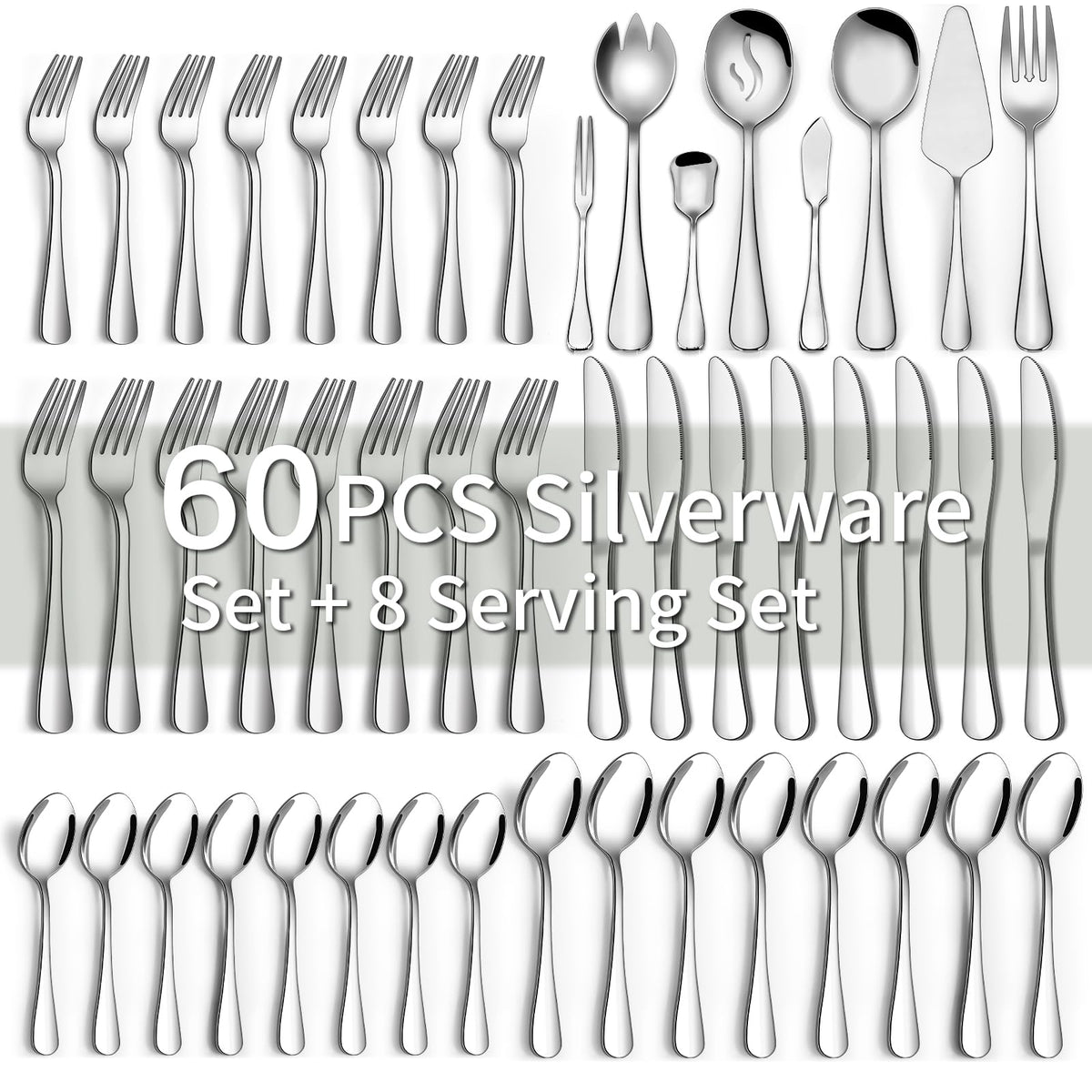 Stainless Steel Flatware Set with Steak Knives for Home & Dining