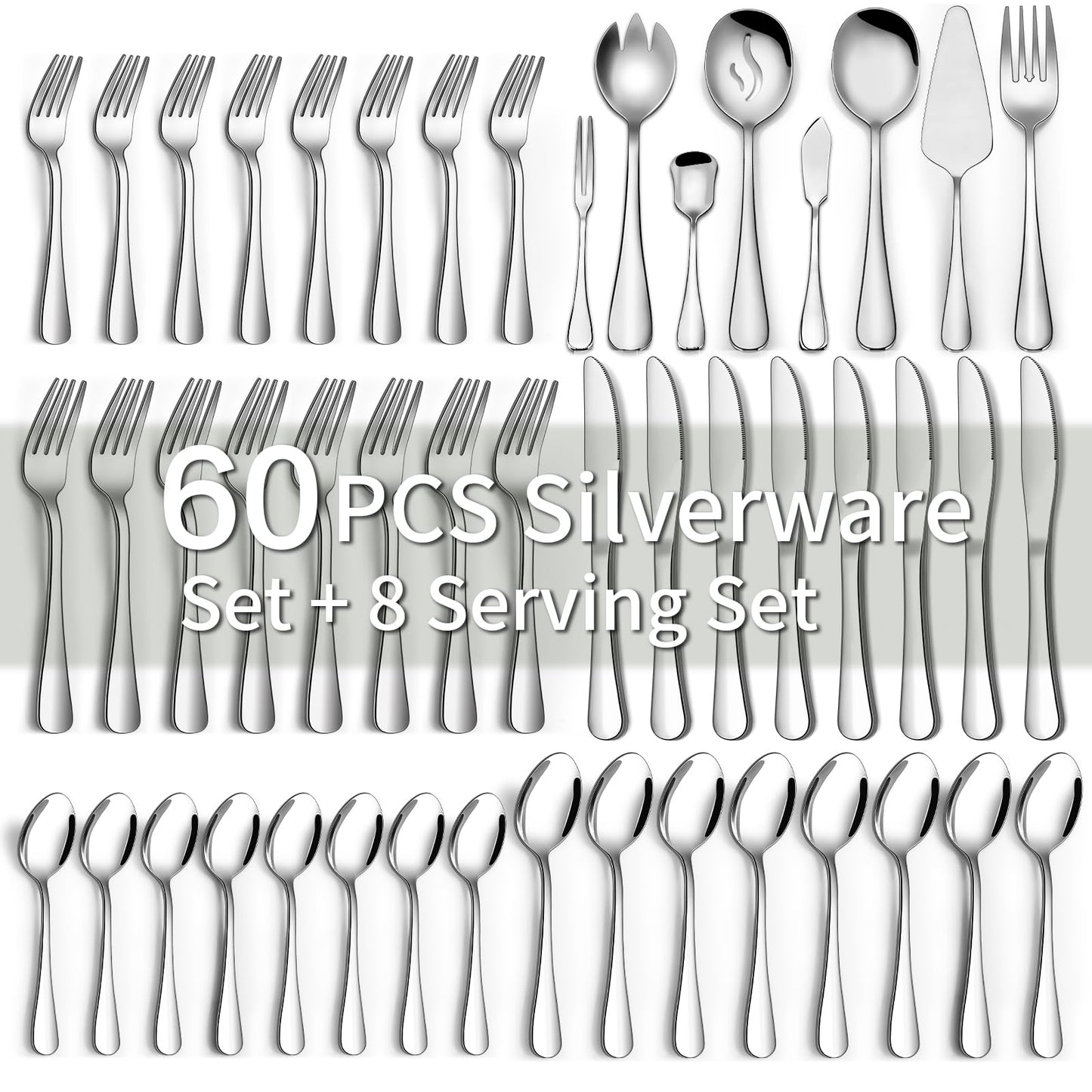 Stainless Steel Flatware Set with Steak Knives for Home & Dining
