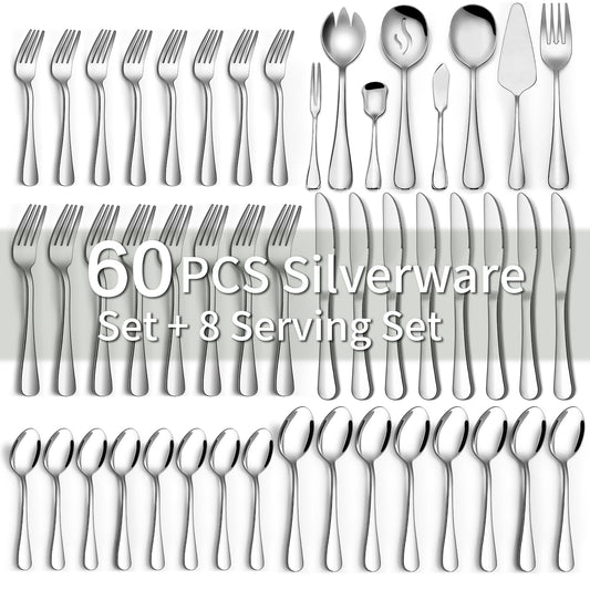 Stainless Steel Flatware Set with Steak Knives for Home & Dining