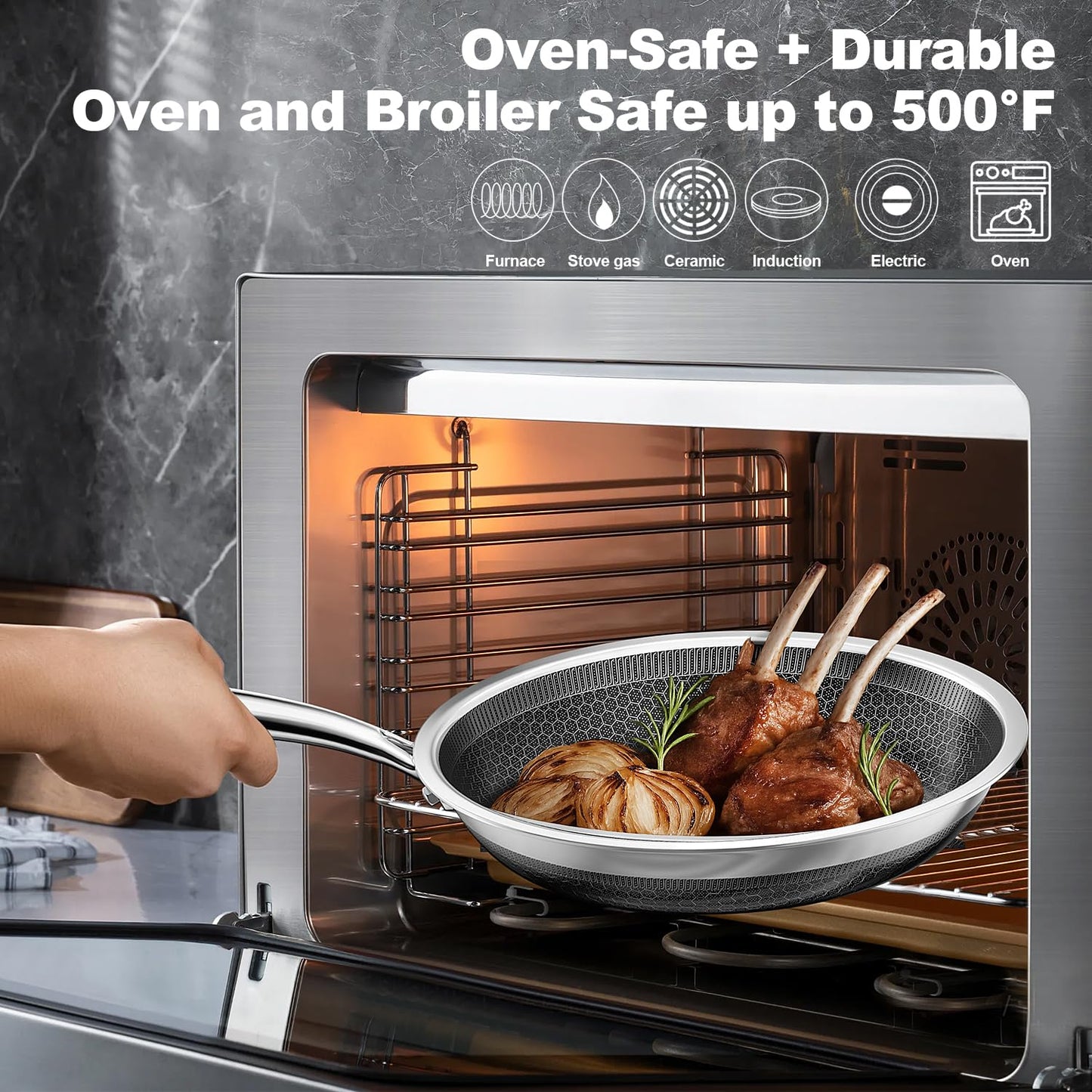 10-Inch Stainless Steel Nonstick Frying Pan with Glass Lid