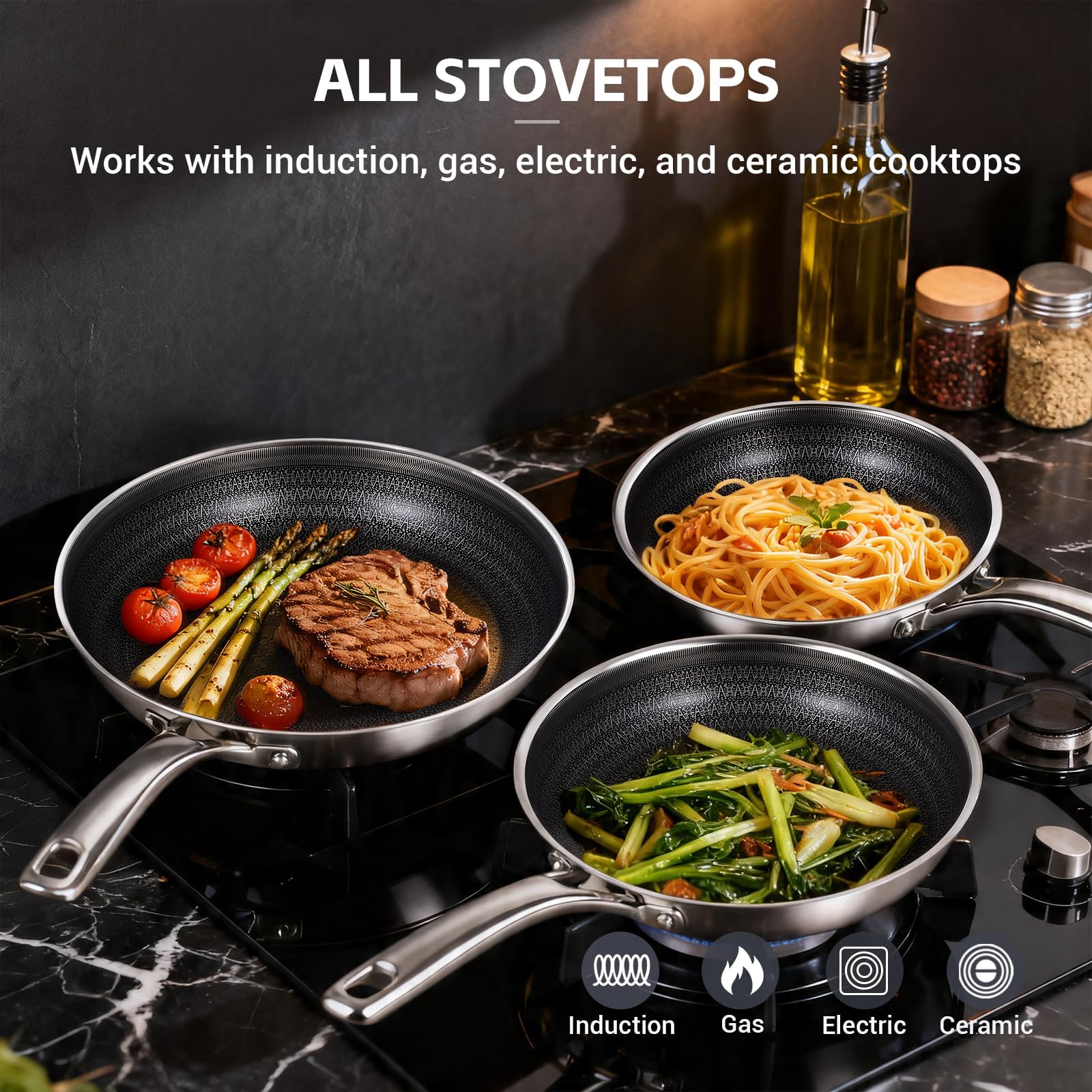 Ammeloo Hybrid Tri-Ply Stainless Steel Frying Pan Set