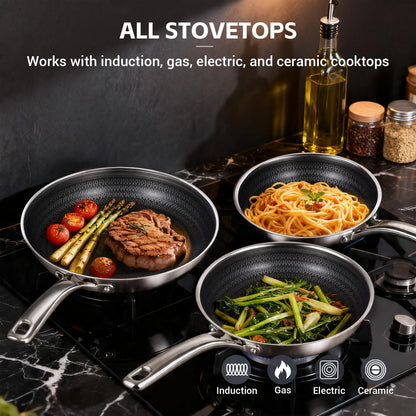 Ammeloo Hybrid Tri-Ply Stainless Steel Frying Pan Set