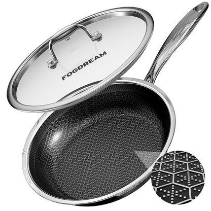10-Inch Stainless Steel Nonstick Frying Pan with Glass Lid