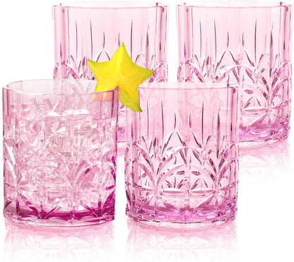 13oz Tritan Plastic Tumbler Set of 4 for Everyday Drinking & Serving