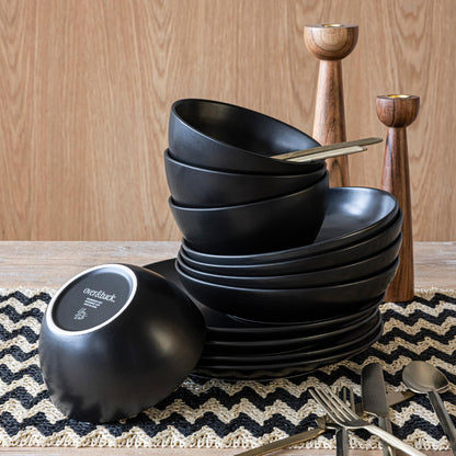 4-Piece Stoneware Bowl Set with Coupe Design for Dining & Cereal