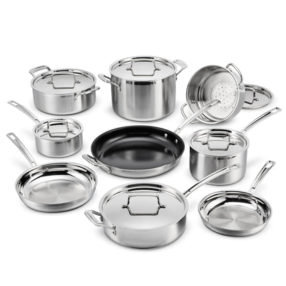 Cuisinart Piece Cookware Set, MultiClad Pro Triple Ply, Silver