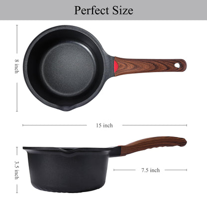Ceramic Nonstick Saucepan with Lid and Stay-Cool Handle for All Stovetops