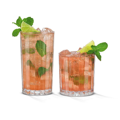 JoyJolt Drinking Glasses Set of 8, Alina Ribbed Glassware
