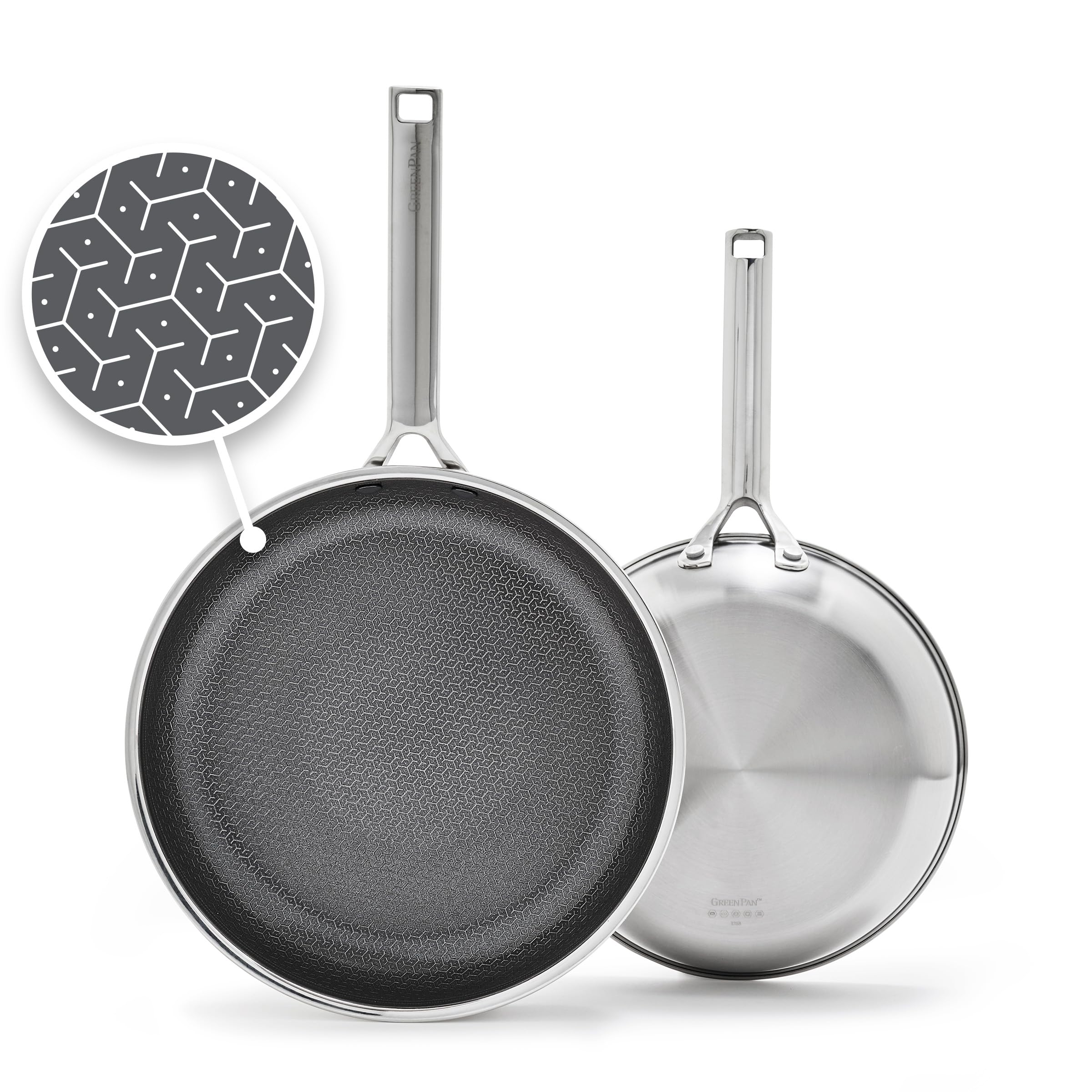 GreenPan Hybrid Nonstick Stainless Steel Frying Pan Set