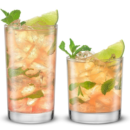 JoyJolt Drinking Glasses Set of 8, Alina Ribbed Glassware