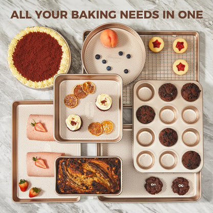 9-Piece Nonstick Bakeware Set with Cookie Sheets, Cake Pans & Muffin Tin