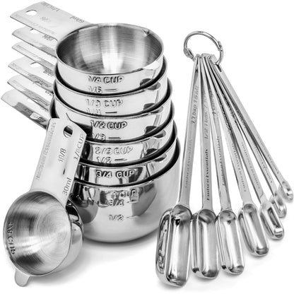 Hudson Essentials Stainless Steel Measuring Cups and Spoons Set