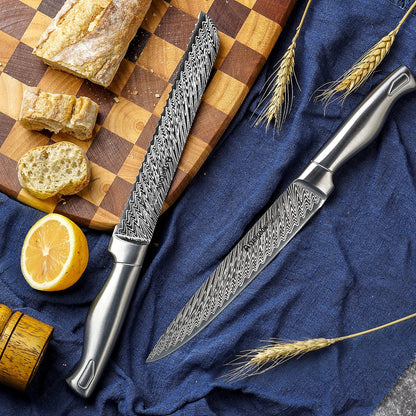 Kitchen Knife Set with Block and Built-In Sharpener Stainless Steel